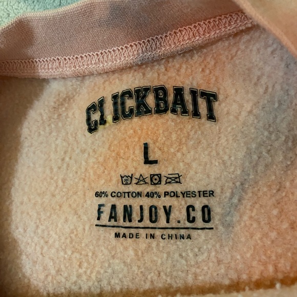 Clickbait Pink Tie Dye Large Unisex Pullover Sweatshirt - Picture 3 of 4